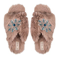 Hannah Mink Luxury Plush Diamanté Embellished Handmade Slipper