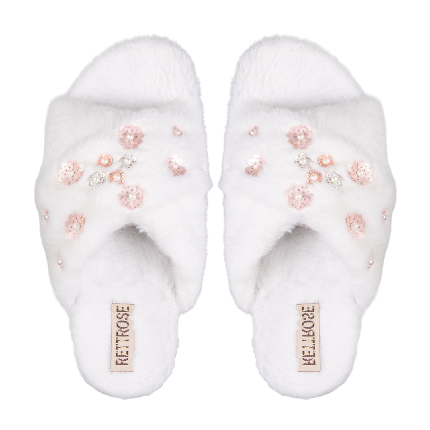 Kinsley Cream Luxury Faux Fur Comfortable Diamanté Embellished Women’s Handmade Slippers