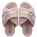 The Fefe Dusky Pink Luxury Plush Diamanté Embellished Handmade Slipper | RETTROSE |