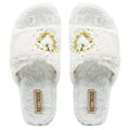 The Margot Cream Luxury Plush Diamanté Embellished Handmade Slipper | RETTROSE |