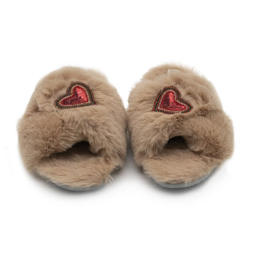The Amour Mink Luxury Plush Diamanté Embellished Handmade Slipper | RETTROSE |