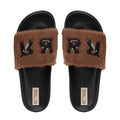 The Truvi Chocolate Luxury Plush Diamanté Embellished Handmade Sliders | RETTROSE |