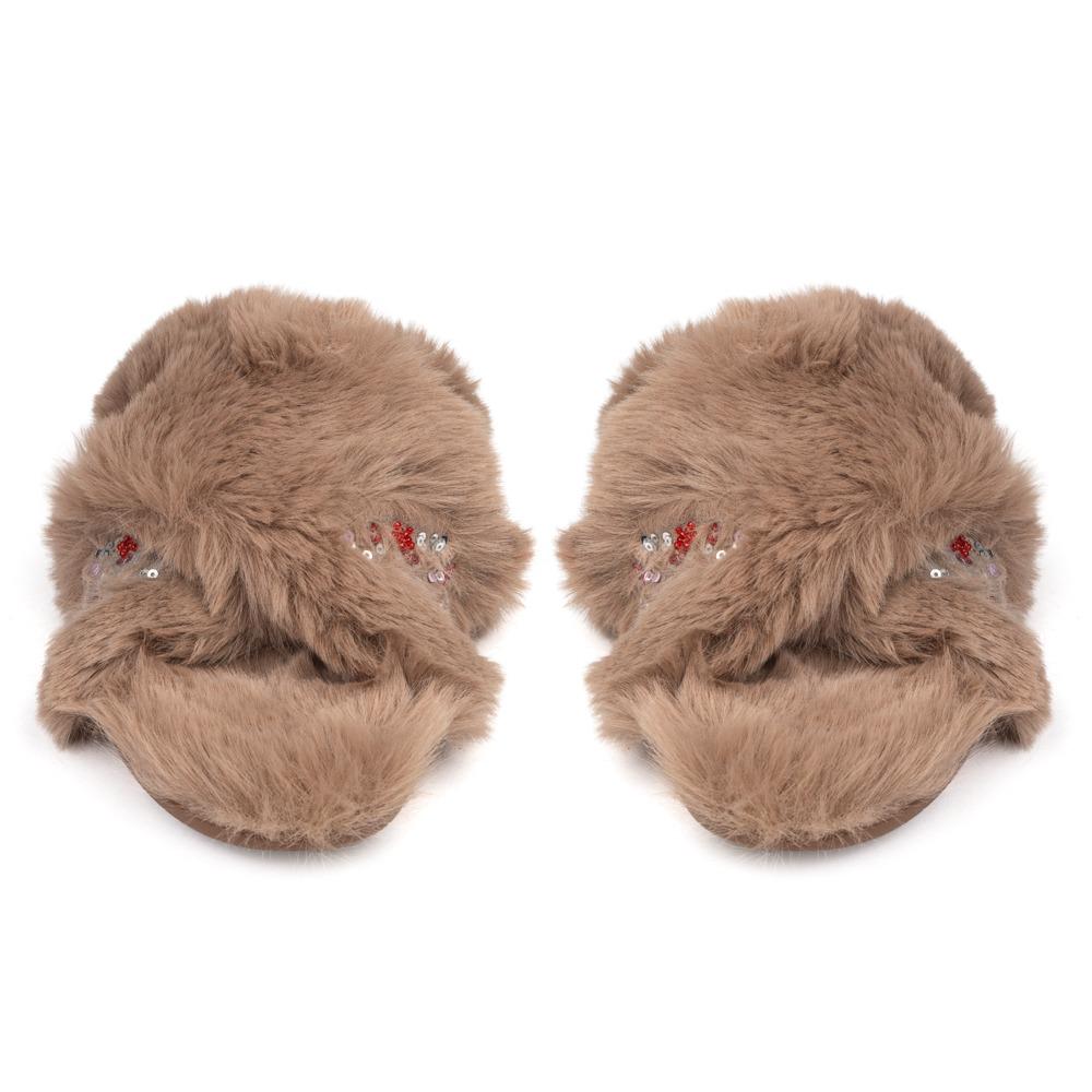 Jacqueline Brown Luxury Plush Diamanté Embellished Handmade Slipper