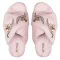 Zoey Dusky Pink Luxury Plush Diamanté Embellished Handmade Slipper