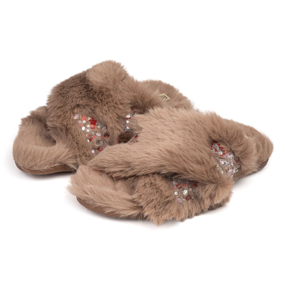 Jacqueline Brown Luxury Plush Diamanté Embellished Handmade Slipper