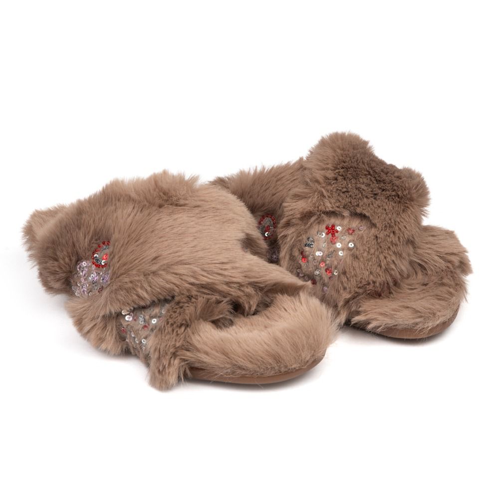 Jacqueline Brown Luxury Plush Diamanté Embellished Handmade Slipper